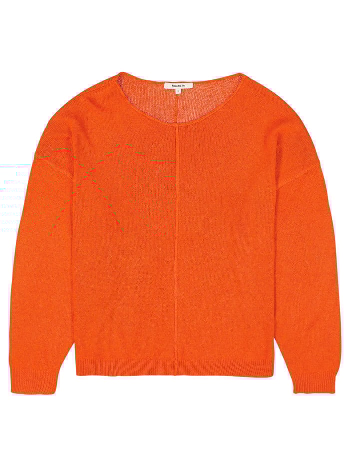 Pull orange en maille...
