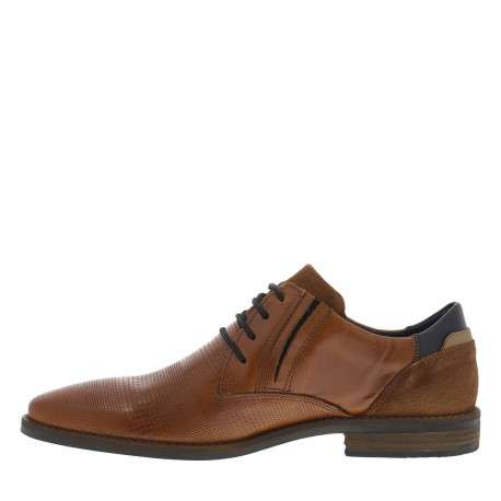 Derbies en cuir camel à bout droit et à talon décroché bas avec des lacets ronds