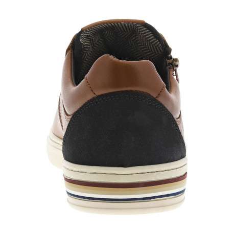 Sneakers en cuir camels avec des détails noirs et un zip à semelle plate - Image 6