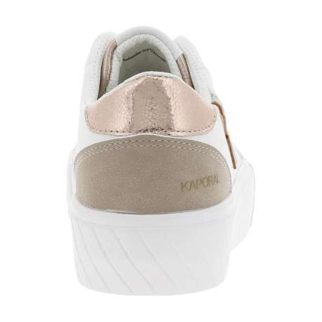 Tennis blanches avec des détails or pailletés à semelle plate et à lacets plats - Image 6