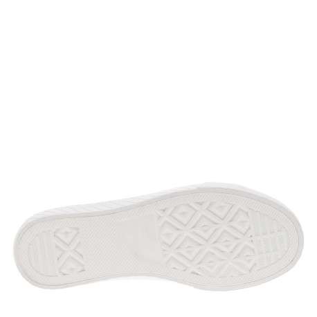 Tennis blanches avec des détails or pailletés à semelle plate et à lacets plats - Image 5
