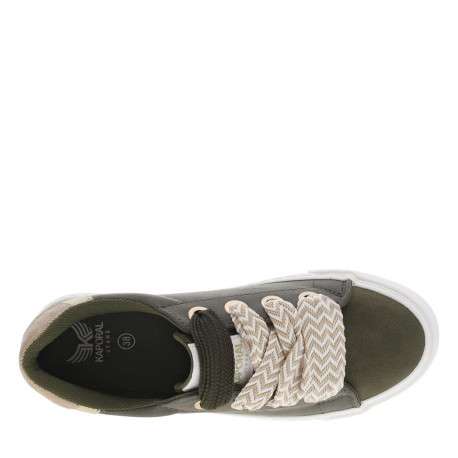 Tennis kakis pailletées avec le nom de la marque imprimé à lacets larges - Image 4