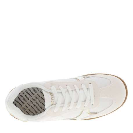 Tennis blanches avec des détails pailletés et or à semelle plate - Image 4