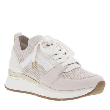 Sneakers écrues type chausettes à semelle plate et à lacets plats - Image 3