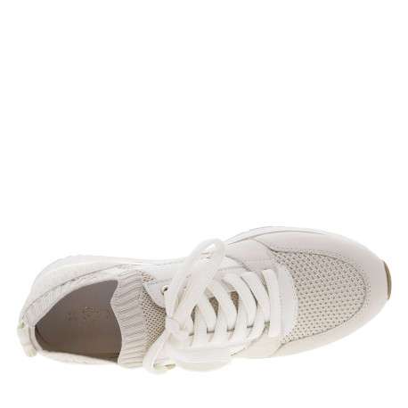 Sneakers écrues type chausettes à semelle plate et à lacets plats - Image 4