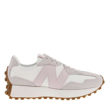 Baskets running en cuir blanches avec des détails roses et à semelle plate - Image 4