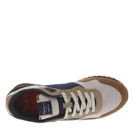 Baskets running marine et marrons à semelle plate avec le nom de la marque - Image 4