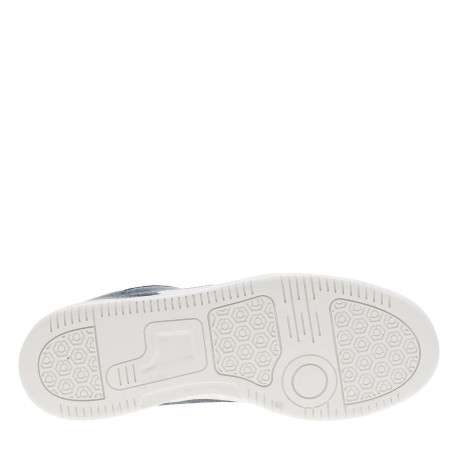 Sneakers bleues aspect denim à semelle plate blanche et à lacets plats - Image 5