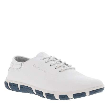 Tennis en cuir blanches à semelle plate et à lacets ronds à rayures - Image 3