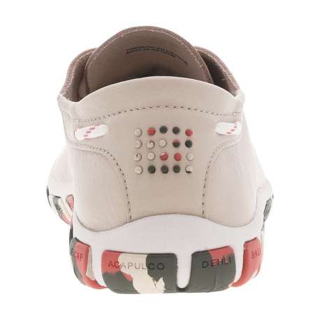 Tennis en cuir beiges à semelle plat multicolore et à lacets ronds rayés - Image 6