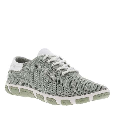 Tennis en cuir vertes claires en maille tricotée à semelle plate - Image 3