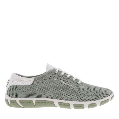 Tennis en cuir vertes claires en maille tricotée à semelle plate - Image 2