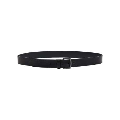 Ceinture en cuir noire unie réglable avec des minis perforations et le logo - Image 3