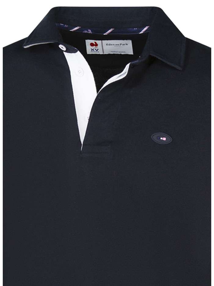 Polo En Coton Marine Maille Piqu e Avec Une Coupe Droite Et Un Col polo-en-coton-marine-maille-piqu-e-avec-une-coupe-droite-et-un-col