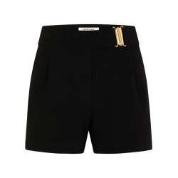 Short chino noir uni à coupe droite avec une ceinture à la taille
