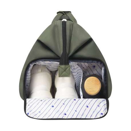 Grand sac weekender kaki uni 2en1 avec une pochette zippée réversible - Image 7