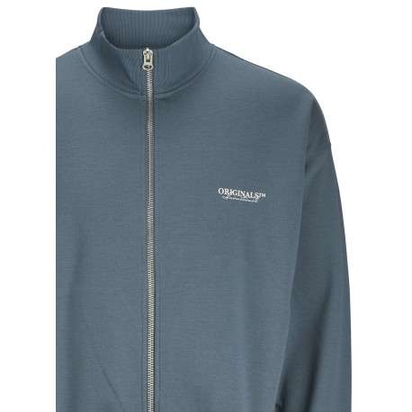 Gilet zippé bleu uni en maille piquée à coupe droite avec un col montant - Image 2