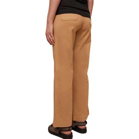 Pantalon 4 poches en coton camel uni avec une coupe droite et un zip - Image 3