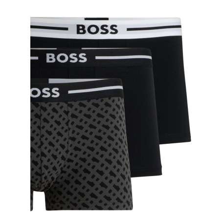 Lot de 3 boxers en coton noirs unis avec le nom de la marque - Image 2
