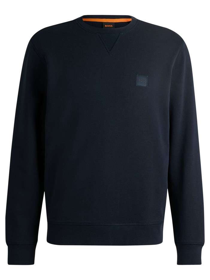 Sweat en coton marine uni...