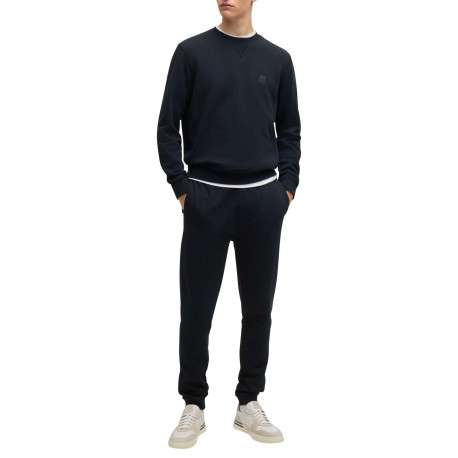 Sweat en coton marine uni avec une coupe regular fit et un patch à la poitrine - Image 5