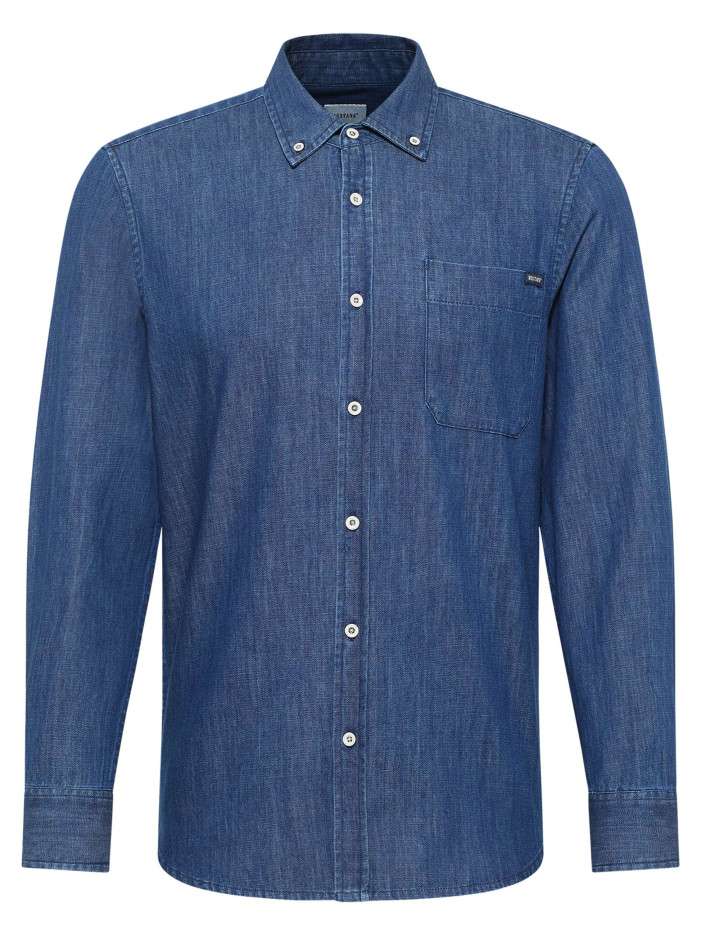 Chemise en coton bleue brut...