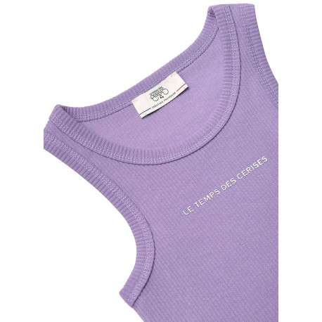 Débardeur en coton violet côtelé avec un col rond et une coupe droite - Image 2