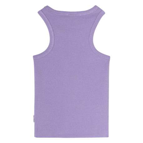 Débardeur en coton violet côtelé avec un col rond et une coupe droite - Image 3