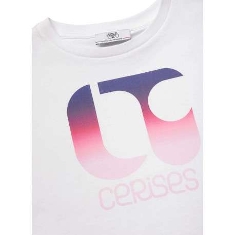 T-shirt en coton blanc à motif avec une coupe droite et un col rond - Image 2