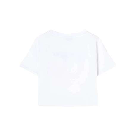 T-shirt en coton blanc à motif avec une coupe droite et un col rond - Image 3