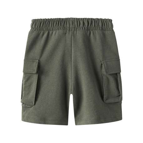 Short jogging kaki uni à coupe droite et à taille élastiquée avec un cordon - Image 2