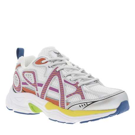 Baskets running multicolores avec des empiècements en filet et à lacets ronds - Image 3