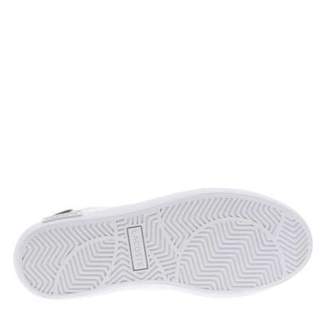 Tennis en cuir blanches avec le logo kaki imprimé à lacets plats - Image 5