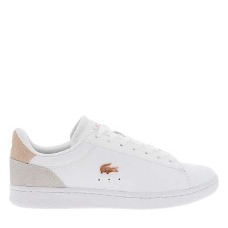 Tennis en cuir blanches à talon en daim saumon et à semelle plate - Image 2