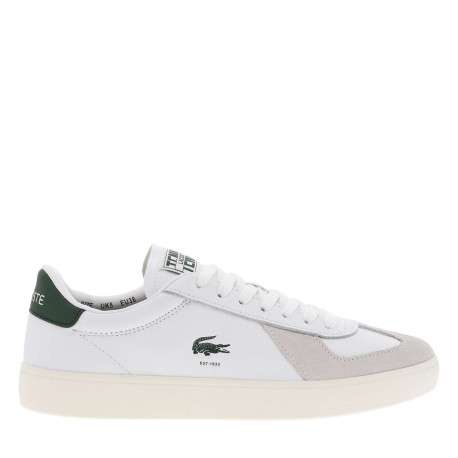 Tennis en cuir blanches à empeigne en daim beige et à lacets plats - Image 2