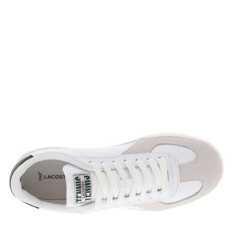 Tennis en cuir blanches à empeigne en daim beige et à lacets plats - Image 4