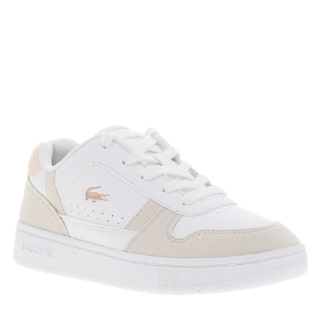 Tennis blanches avec des empiècements en daim beiges et à lacets plats