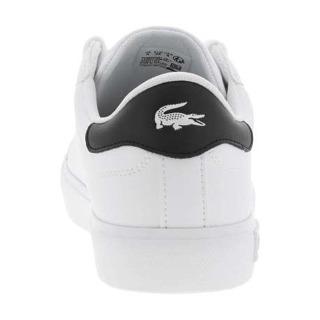 Tennis blanches à talon noir avec le logo imprimé et à semelle plate - Image 6