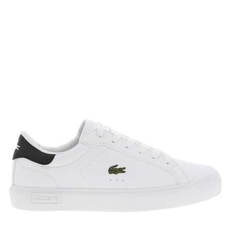 Tennis blanches à talon noir avec le logo imprimé et à semelle plate - Image 2