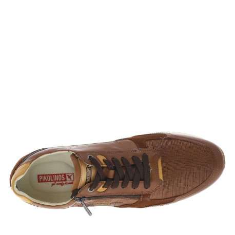 Baskets running en cuir marrons avec un zip et des lacets plats - Image 4