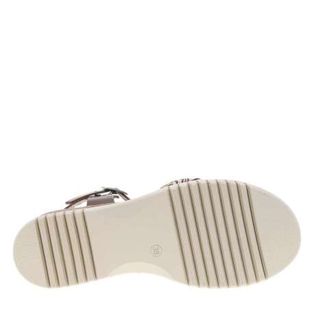 Nu-pieds en cuir moka à talon compensé avec boucle à ardillon - Image 5