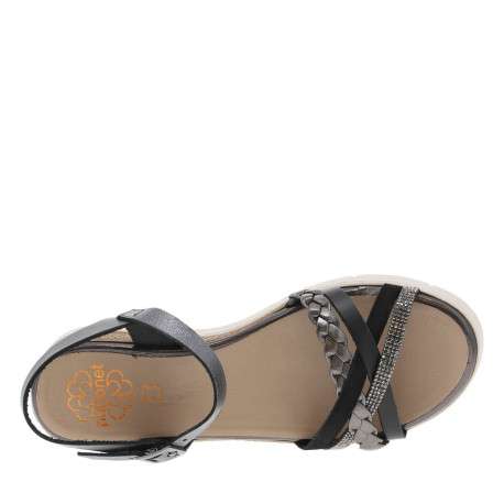 Nu-pieds en cuir noirs à boucle à ardillon avec un talon compensé bas - Image 4