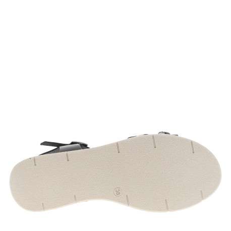 Nu-pieds en cuir noirs à boucle à ardillon avec un talon compensé bas - Image 5