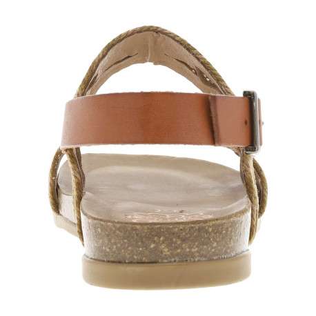 Nu-pieds en cuir sable à semelle marron plate avec à boucle à ardillon et strass - Image 6
