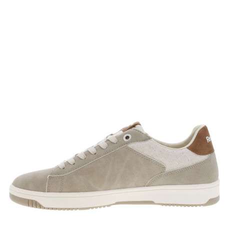 Tennis beiges avec des détails camel à semelle plate et à lacets plats