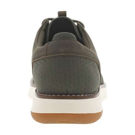 Sneakers en cuir kakis avec le bout et le talon en maille et à lacets ronds - Image 6