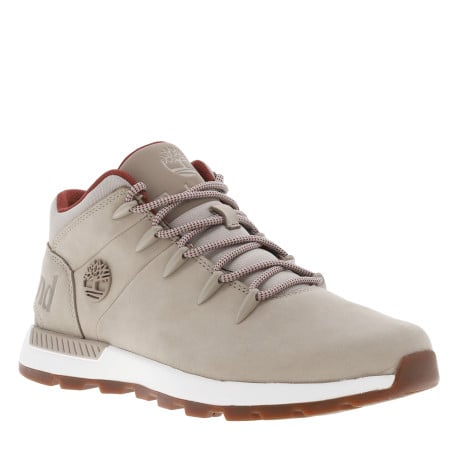 Bottines en cuir greiges avec le nom de la marque au talon et à lacets ronds