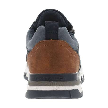 Sneakers bleues marine à empiècements en filet et à lacets plats avec un zip - Image 6