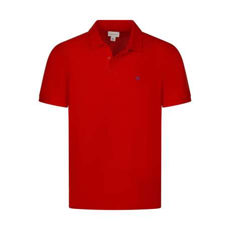 Polo manches courtes en coton rouge maille piquée à coupe droite et col à revers
