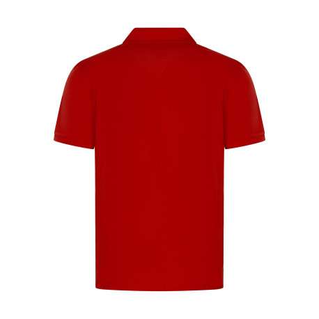 Polo manches courtes en coton rouge maille piquée à coupe droite et col à revers - Image 2